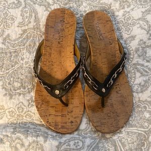 Vionic Cork wedge flip flops excellent used condition size 10